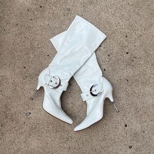 Pointed Toe White Stiletto Boots SOLD